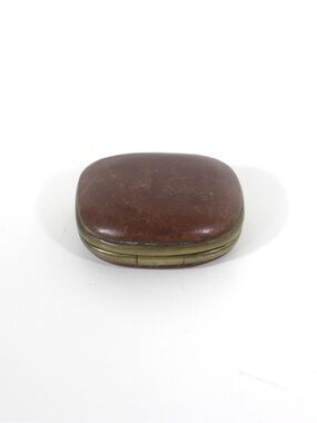 Vintage Leather and Brass Pill Box